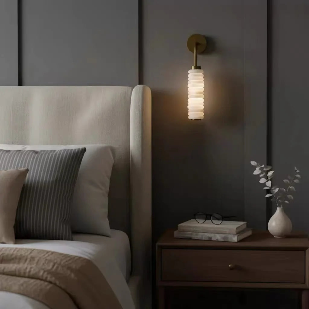 Roca Natural Marble and Steel Wall Lamp