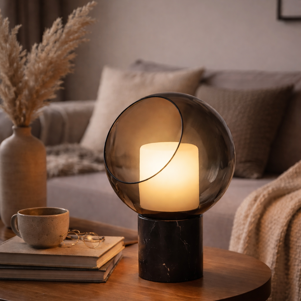 Santorini Designer Marble & Glass Accent Lamp