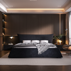 Helsinki Modern Convertible Queen Platform Bed with Velvet Headboard