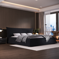 Helsinki Modern Convertible Queen Platform Bed with Velvet Headboard