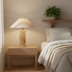 Toscana Vintage Travertine Table Lamp with Fabric Shade