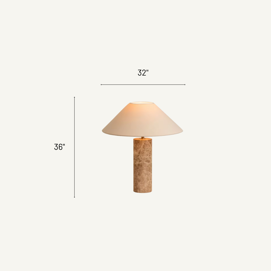 Toscana Vintage Travertine Table Lamp with Fabric Shade