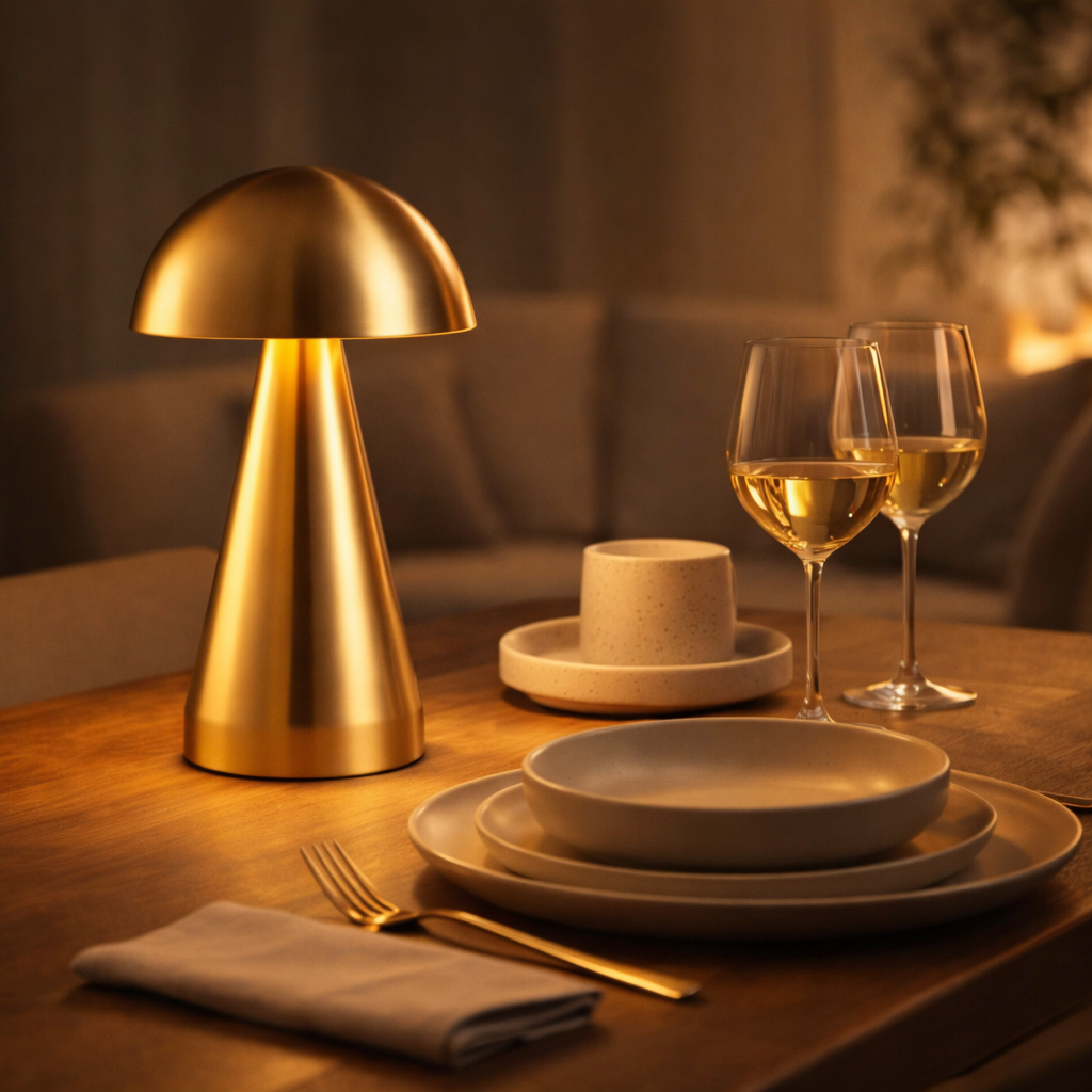 Vienna Retro Cordless Mushroom Touch Lamp for Hospitality