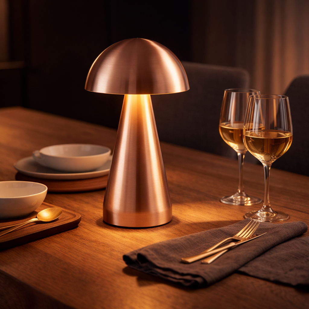 Vienna Retro Cordless Mushroom Touch Lamp for Hospitality